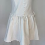 ZARA Solid White Drop Waist Sleeveless Button Front Dress Photo 2