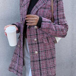 SheIn Plaid Pattern Flap Detail Double Breasted Tweed Blazer size M or 6 Photo 0