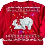 Coca Cola Polar Bear Snowflakes Pullover Sweatshirt with Flashing Lights XL Red Size undefined Photo 1