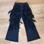 Closnea Jeans Fringed Shredded Wide Leg Size L Black Size L Photo 0