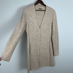 J. McLaughlin Duster Cardigan Sweater Womens Small Beige 100% Wool Snap Button Photo 6
