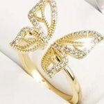 Coquette Style Ring Butterfly Design Inlaid Shining Golden Adjustable Size 7 Photo 1