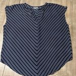 Maurice's Navy White Striped Sleeveless V-Neck Blouse Photo 0