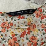ZARA Ruffle Floral Orange Red Blouse Photo 1