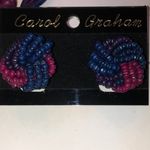 Carol Graham Vintage Wooden Beaded Colorful Pink Purple Blue Necklace & Earrings Photo 2