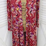 LuLaRoe  Sarah Cardigan Duster Aztec Geometric Print Red Small Photo 0