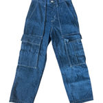 ZARA  Women Dark Wash Denim Cargo Pants High Rise Utility Pockets Photo 0