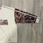 Terez NEW  Crewneck Sweatshirt Central Park Ice Rink Graphic Sequin Sleeve Size M Photo 5