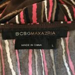 BCBG Max Azria Wrap Dress Size Large V Neck Stripe Y2K Photo 5