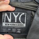 Black‎ Leather Blazer Jacket Vintage Classic Retro Sz S NYC Black Photo 3