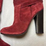 Diane Von Furstenberg  Wine Red Maroon Suede Leather Wrapped Heeled Boots 8.5 M Photo 6