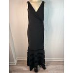 Ralph Lauren Lauren  Tulle-Panel Sleeveless Jersey Gown In Black. Size 12 Photo 2