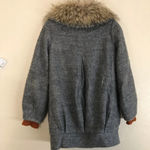 Nordstrom Vero Moda gray coat fur orange wool blend Photo 5