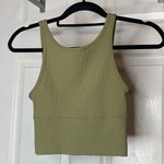 Lululemon Power Pivot Ribbed Tank Top Bronze Green Olive Sz 2 Reversible Photo 2