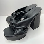 Open Edit  Platform Sandals Size 9.5 Black Square Open Toe Knotted Heels Photo 0