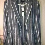 Drew  linen blend denim blue and white jacket sz XS NWT Photo 0