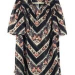 ASOS New  Design Floral Stripe Print Sheer Mini Collared Puff Sleeve Swing Dress Photo 3