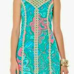 Lilly Pulitzer MacFarlane Gold Lace Multi Lilly Lounge Shift Dress sz 6 Photo 1