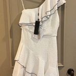 Halston Heritage Ruffled Asymmetric One-Shoulder Mini Dress White Size 4 NEW Photo 0