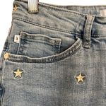 Judy Blue  Sz7/28 Skinny Fit Embroidered Stars Light Blue Jeans Raw Hem JB88265 Photo 4
