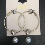 Badgley Mischka Badgley Hoops with pave rotating ball and pearl Photo 0