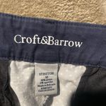 Croft & Barrow Croft Barrow Pants Womens 12 Stretch Classic Fit Navy Blue Polka Dot Capri Crop Photo 1