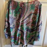 Lauren Ralph Lauren Top Women Small Paisley Green Cotton Crewneck Long Sleeve Size 4 Photo 1