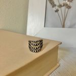 Vintage Knuckle Oxidized Ball Ring “Bronya” Four Shank Chevron Swoop Boho Goth Jewelry Silver Photo 0