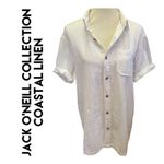 O'Neill Jack O’Neill Collection Coastal Linen Men’s White Button Down Short Sleeve Size Photo 1