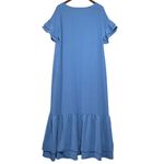 Beeson River Maxi Dress NWT Women's Large Lagenlook Ruffle Drop Waist Blue Photo 3