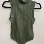 Dynamic Mock neck green ribbed sleeveless body suit  Photo 0