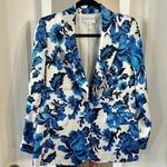 Christian LaCroix 786  Floral Silk Blazer Size XS Color White Blue Photo 3