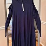 Qixing Navy Cold Shoulder Dress Size Small Blue Photo 0