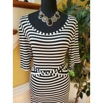 One World  Black White Striped T-Shirt Dress Large Photo 1