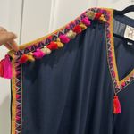 NWOT Figue Navy Embroidered Tassel Maxi V Photo 3