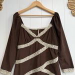 Free People mini dress floral lace sweetheart neck corduroy cotton XS Photo 1