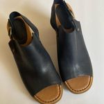 Born Heels Black Leather Peep Toe Block Heel Slingback size 10 Photo 0