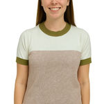 Polagram Lucy Avenue Women's Color Block Short Sleeve Pullover Sweater Size L Photo 0