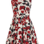 Esley  Anthropologie Floral Cotton A-Line Sleeveless Dress Red Size Medium Photo 0