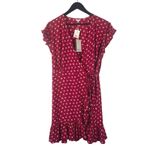 Rails Koreen Wrap Dress Women's L Red Wildflower Floral Short Sleeve Ruffle Hem Photo 1