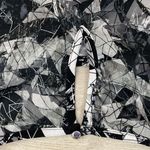 Vince Camuto Black & White Geometric Print High Low Midi A-Line Dress Size M Photo 11