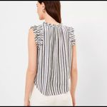 Loft  striped Ruffle split neck shell Photo 1