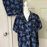 CABERNET SLEEPWEAR FLORAL BUTTON UP TOP AND LONG SHORTS WOMENS 1X Blue Size XL Photo 0