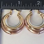 Tri Color Gold Chunky Hollow Hoop Earrings New Photo 5