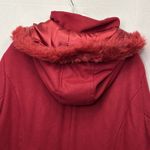 Women’s Red Wool Blend Hooded Winter Coat Faux Fur Trim Size 3XL Photo 6