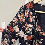 Entro  Navy Floral V-neck Longsleeve Blouse size medium Photo 2