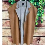 Bobeau  Open Front Long Sweater Cardigan Kimono Poncho w Collar Brown Grey Sz 1X Photo 0