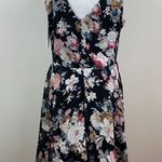Papillon Dress M Black Floral Georgette Strappy V-Neck Sleeveless Above Knee New Photo 3