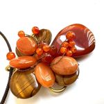 Carnelian beaded flower choker necklace Orange Photo 2
