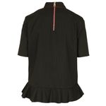 ZARA Pinstriped Frilled Top Ruffle Striped High Mock Neck Peplum Back Zip Blouse Photo 6